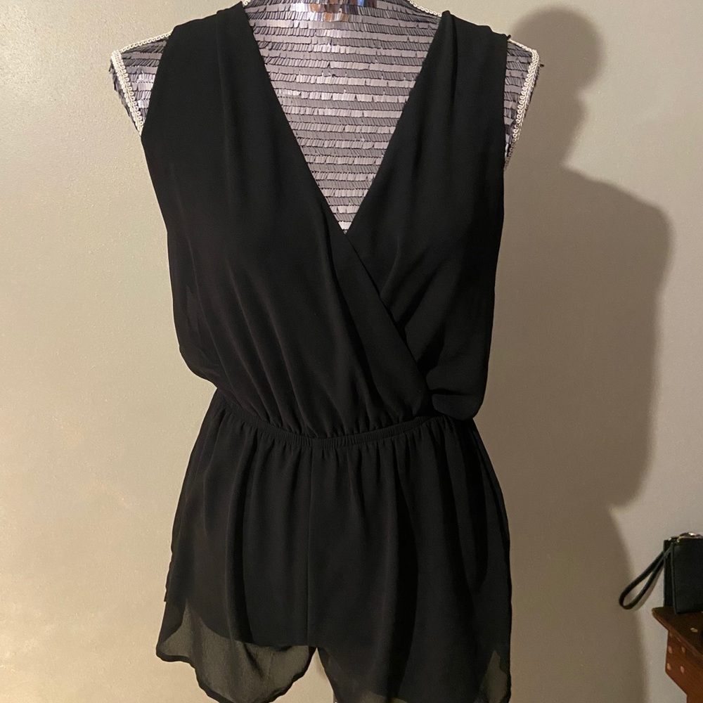 Black v-neck romper